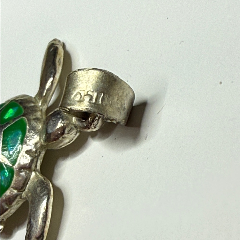 Silver tone (untested) Mexico Turtle Pendant jelly belly charm gorgeous color - Picture 6 of 16